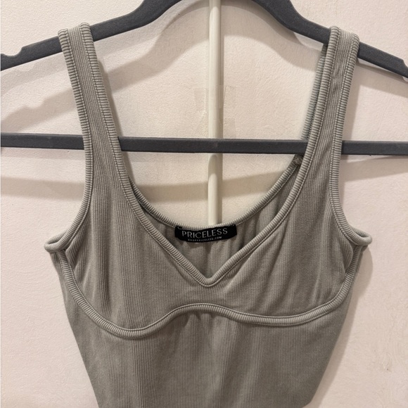 Priceless Ribbed Tank Top in Sage - Picture 1 of 2